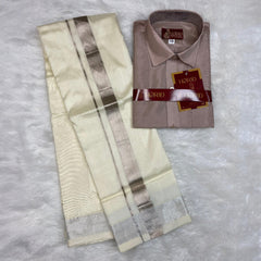 Horad Premium Art Silk Sandstone with Cream Kids set