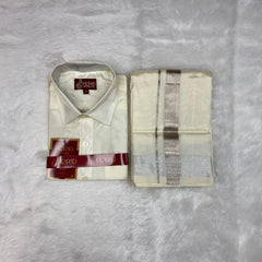 Horad Premium Art Silk Cream with Silver  Kids Set