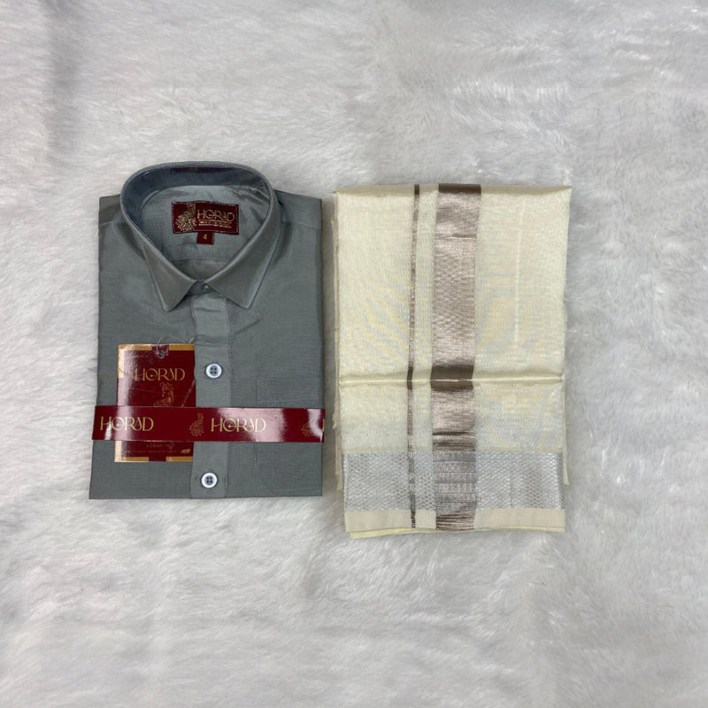 Horad Premium Art Silk Steel Grey  Kids Set