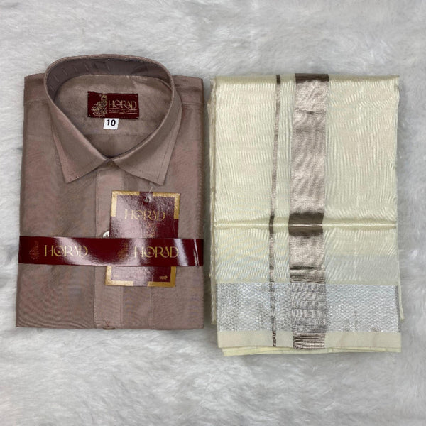 Horad Premium Art Silk Sandstone with Cream Kids set