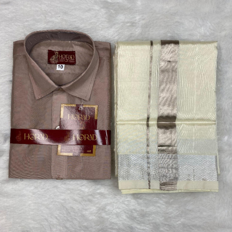 Horad Premium Art Silk Sandstone with Cream Kids set