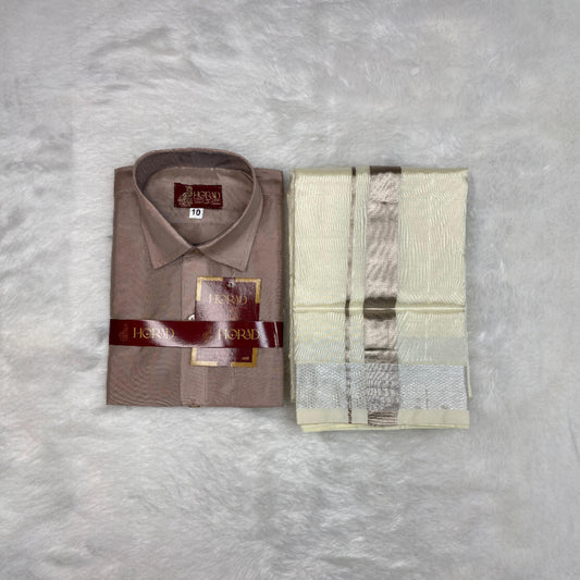 Horad Premium Art Silk Sandstone with Cream Kids set