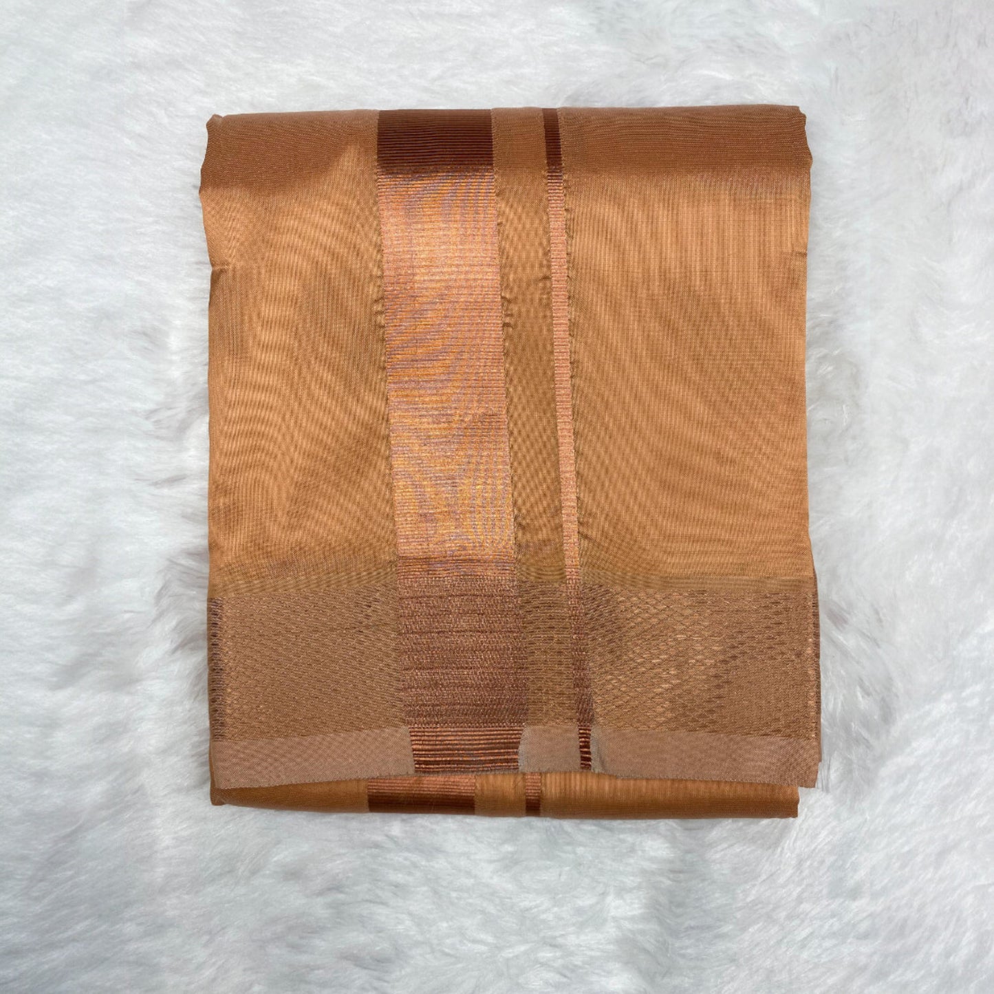 HORAD Premium Art Silk Gold Dhoti + Angavastram + Belt (9X5)