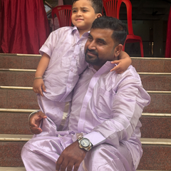 Horad Premium Art Silk Dad and Son Lavender Shirt + Welcro Dhoti
