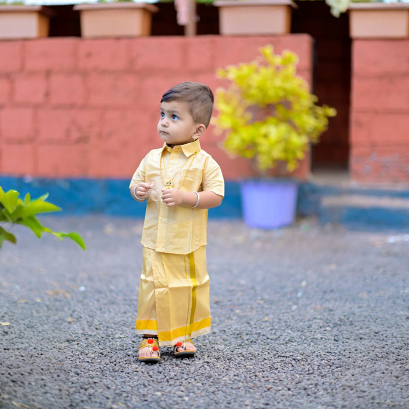 Horad Premium Art Silk Light Gold  Kids Set