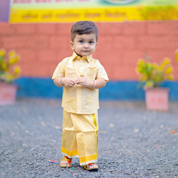 Horad Premium Art Silk Light Gold  Kids Set