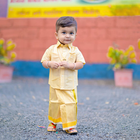 Horad Premium Art Silk Light Gold  Kids Set