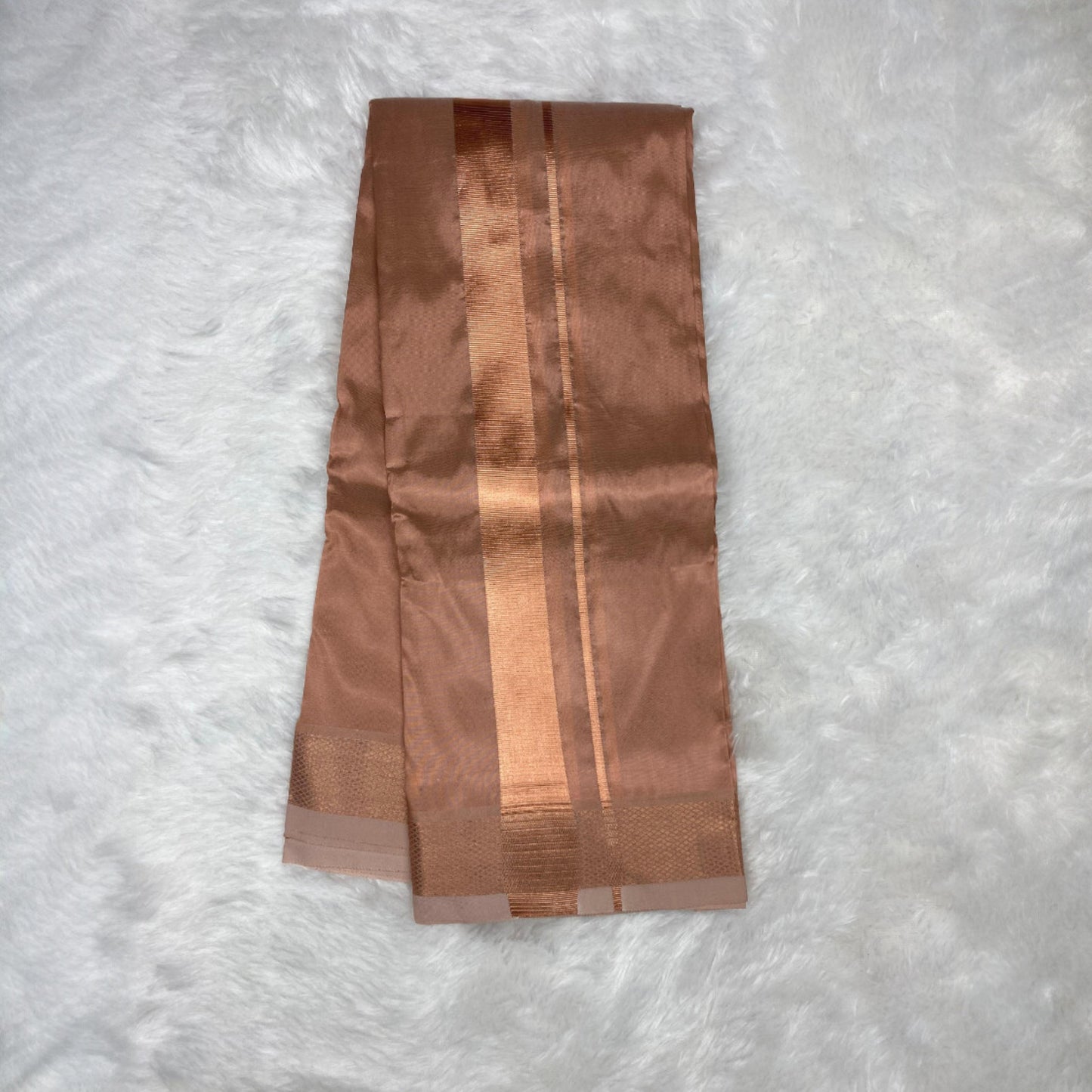 HORAD Premium Art Silk Copper  Dhoti with Shirt Material + Angavastram