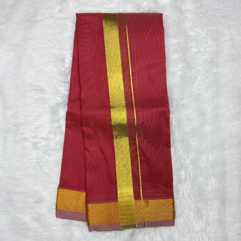 Horad Premium Art Silk Chilli Red Dhoti