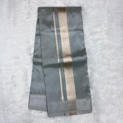 Horad Premium Art Silk Dad and Son Steel Grey Shirt + Dhoti