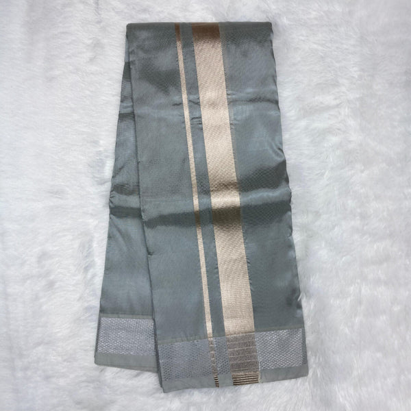 Horad Premium Art Silk Dad and Son Steel Grey Shirt + Dhoti