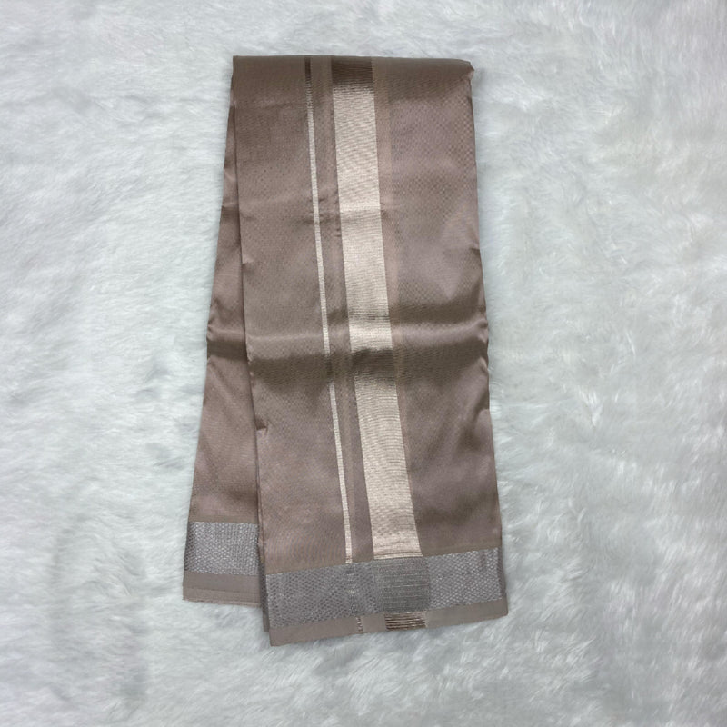 HORAD Premium Art Silk Sandstone Shirt Material (3 Meter) + (9X5) Dhoti + Angavastram