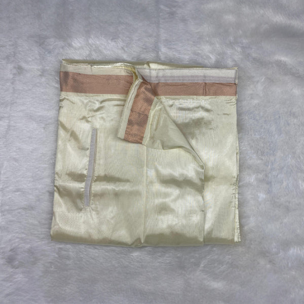 Horad Premium Art Silk Cream  Welcro Dhoti + Angavastram