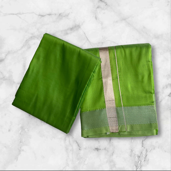 HORAD Premium Art Silk Sumathi Green Dhoti with Shirt Material