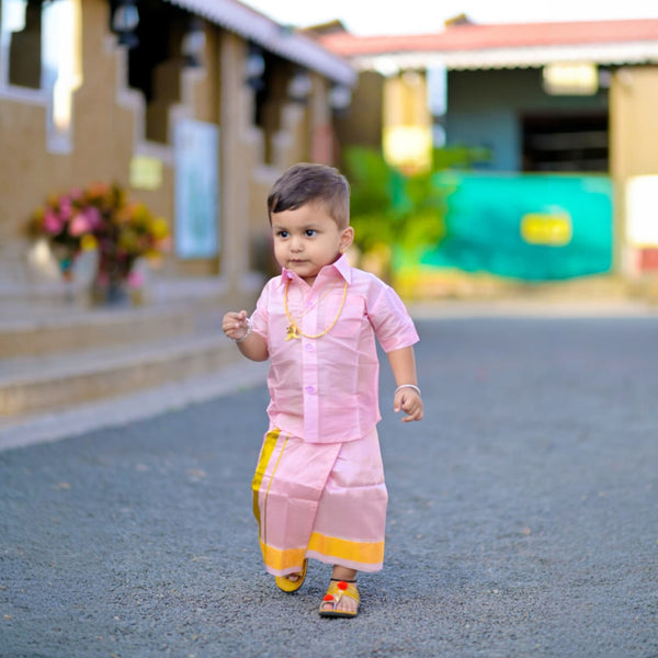 Horad Premium Art Silk Petal Pink Kids Set