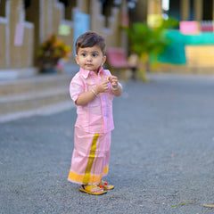 Horad Premium Art Silk Petal Pink Kids Set