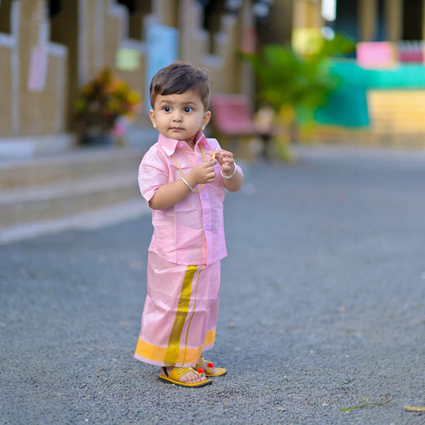 Horad Premium Art Silk Petal Pink Kids Set