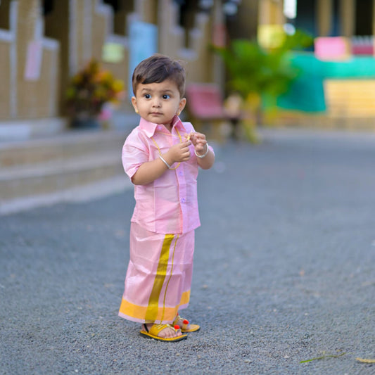 Horad Premium Art Silk Petal Pink Kids Set