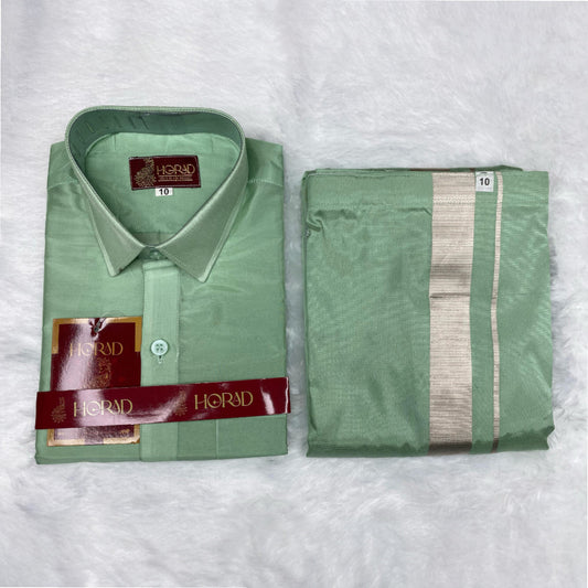 Horad Premium Art Silk Pista Green Kids Set
