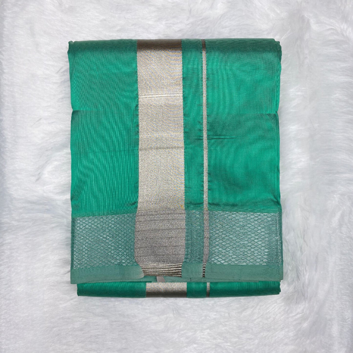 Horad Premium Art Silk Rexona Green Dhoti