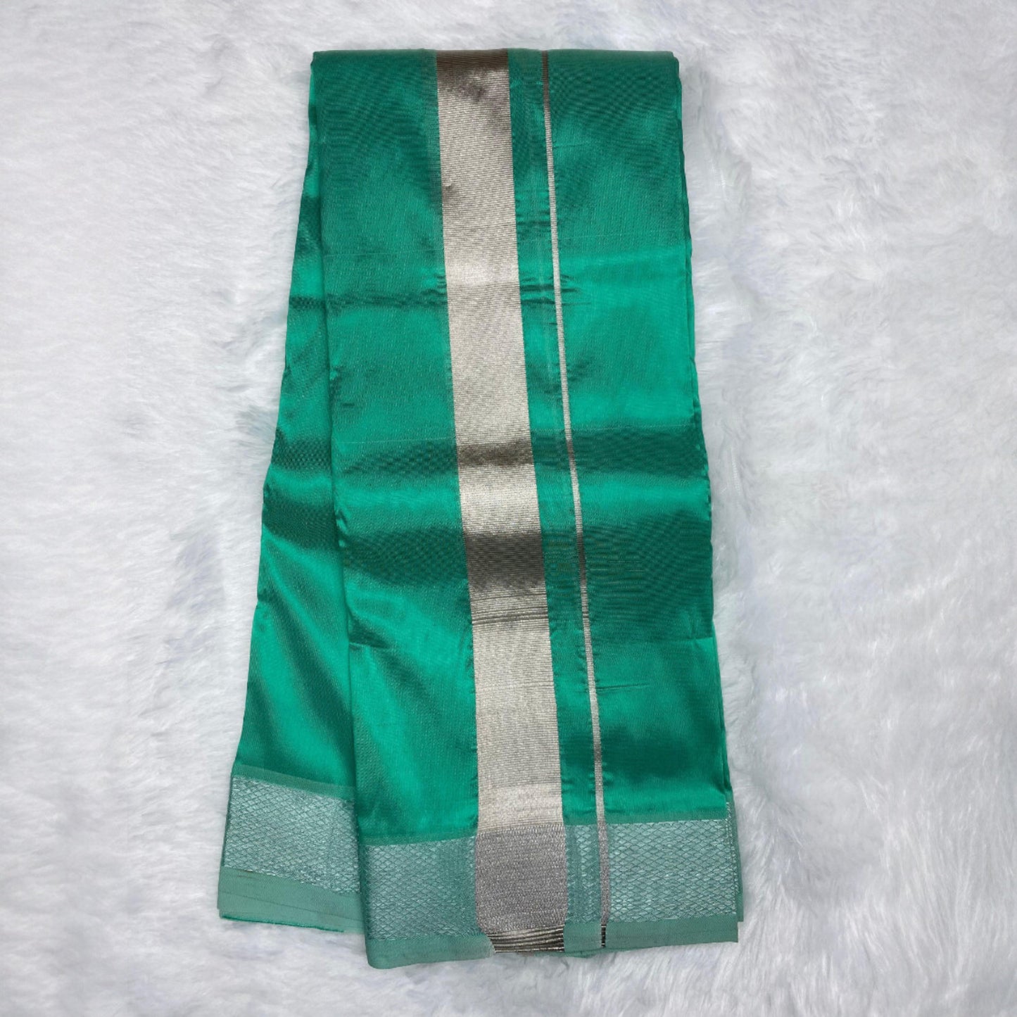 Horad Premium Art Silk Rexona Green Dhoti