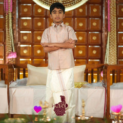 Horad Premium Art Silk Sandstone with Cream Kids set