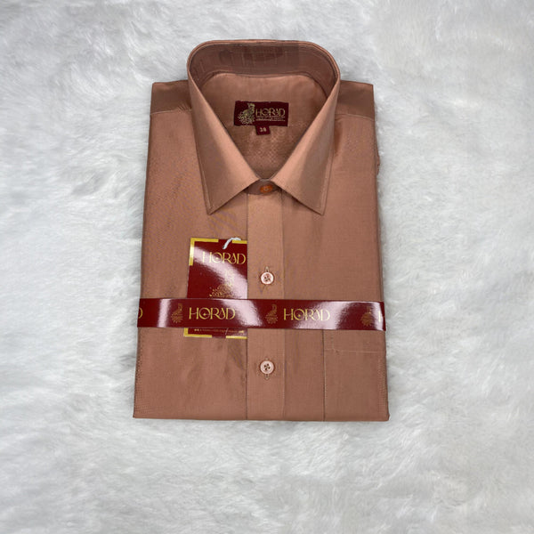 Horad Premium Art Silk Copper  Shirt + Dhoti +  Angavastram