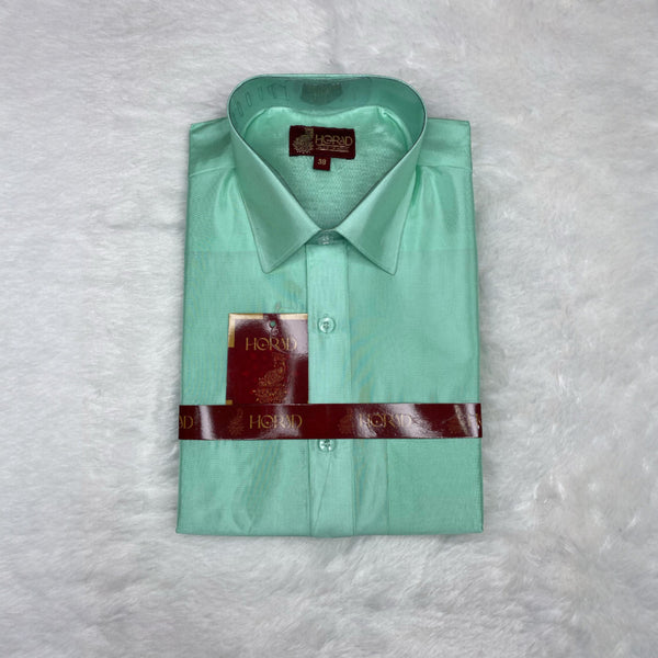 Horad Premium Art Silk Dad and Son M.L.Green Shirt + Dhoti