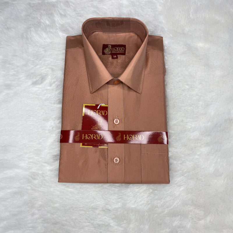 Horad Premium Art Silk Copper Shirt + Dhoti +  Angavastram