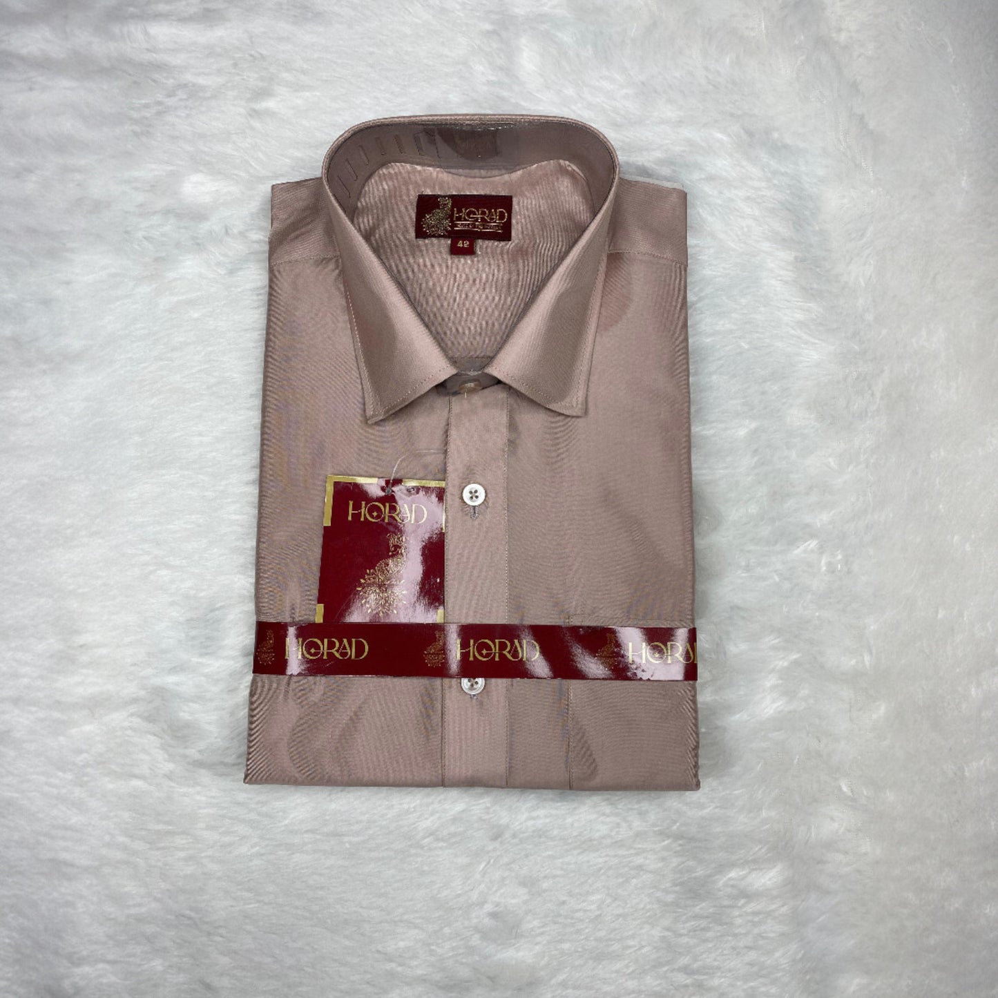 Horad Premium Art Silk Dad and Son Sandstone Shirt + Cream with Silver Dhoti + Angavastram