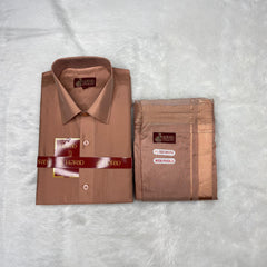 Horad Premium Art Silk Copper  Shirt + Welcro Dhoti