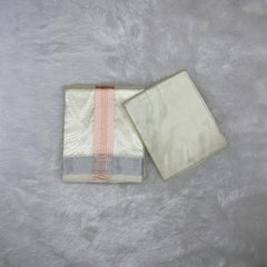 HORAD Premium Art Silk Cream with Rose Gold+Silver Border Dhoti with Cream Shirt Material