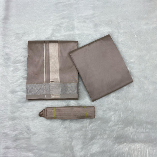 HORAD Premium Art Silk Sandstone Dhoti with Shirt Material + Belt
