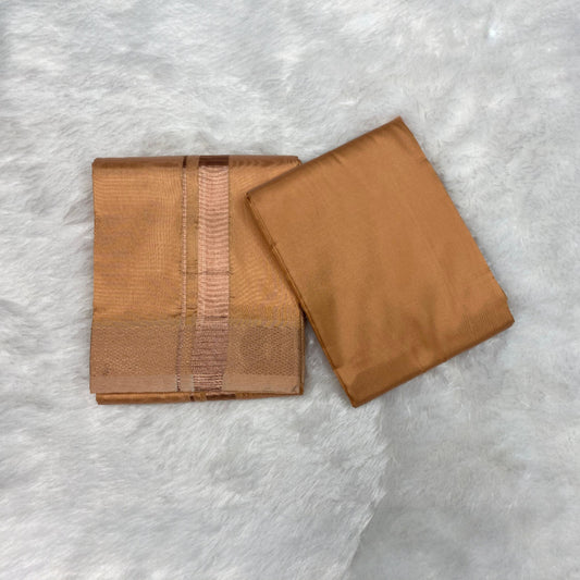 HORAD Premium Art Silk Light Copper  Dhoti with Shirt Material