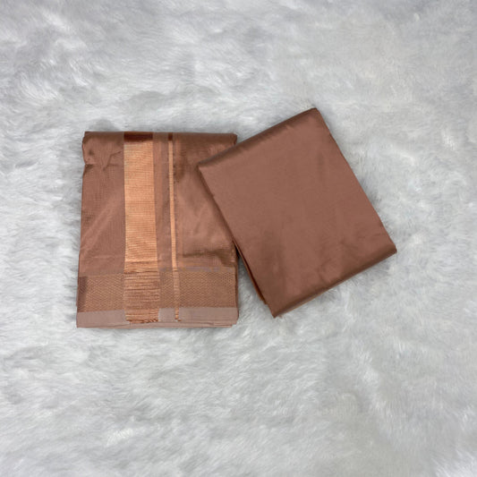 HORAD Premium Art Silk Copper  Dhoti with Shirt Material