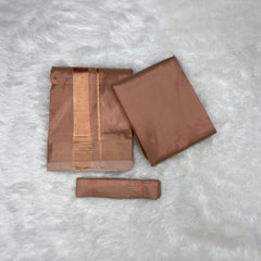 HORAD Premium Art Silk Copper  Dhoti with Shirt Material + Belt
