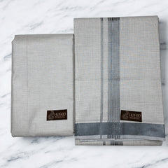 HORAD Kora Cotton Silver Grey Shirt Material with  Dhoti