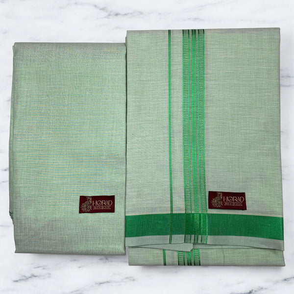 HORAD Kora Cotton Green Shirt Material with  Dhoti