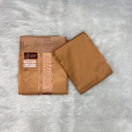 HORAD Premium Art Silk Light Copper  Welcro Dhoti with Shirt Material