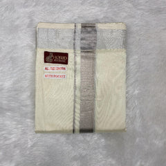 Horad Premium Art Silk Cream Balaji Embroidery Shirt + Cream with Silver Border Welcro Dhoti