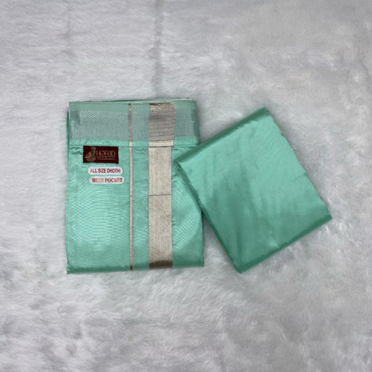 HORAD Premium Art Silk ML.Green Welcro Dhoti with Shirt Material