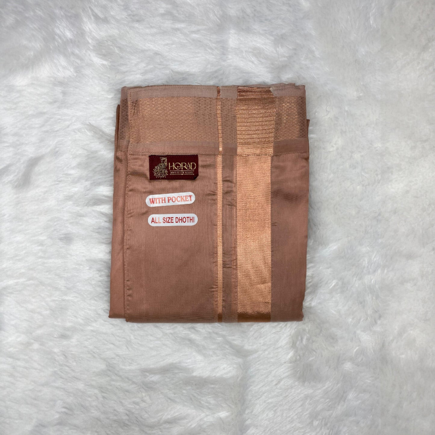Horad Premium Art Silk Copper Shirt + Welcro Dhoti + Angavastram