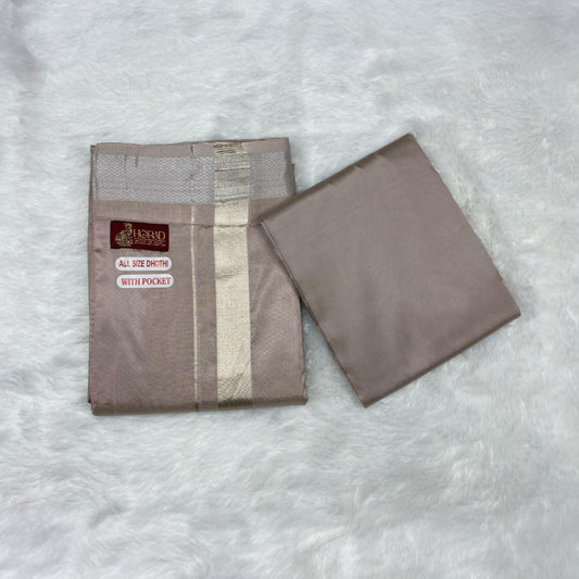 HORAD Premium Art Silk Sandstone Welcro Dhoti with Shirt Material