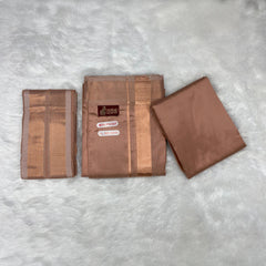 HORAD Premium Art Silk Copper  Welcro Dhoti with Shirt Material + Angavastram